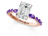 Dynamic Name Rose gold Emerald Cut Diamond Ring with Marquise and Round with Tanzanite side stone Side Stones and Four-Prong Setting_1