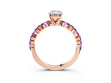 Dynamic Name Rose gold Emerald Cut Diamond Ring with Marquise and Round with Tanzanite side stone Side Stones and Four-Prong Setting_3