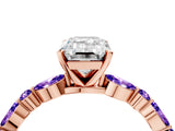 Dynamic Name Rose gold Emerald Cut Diamond Ring with Marquise and Round with Tanzanite side stone Side Stones and Four-Prong Setting_4