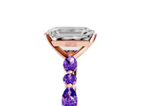 Dynamic Name Rose gold Emerald Cut Diamond Ring with Marquise and Round with Tanzanite side stone Side Stones and Four-Prong Setting_5