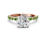 Dynamic Name Rose gold Heart Cut Diamond Ring with Marquise and Round with Peridot side stone Side Stones and Four-Prong Setting