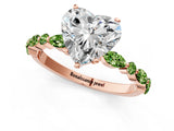Dynamic Name Rose gold Heart Cut Diamond Ring with Marquise and Round with Peridot side stone Side Stones and Four-Prong Setting_1