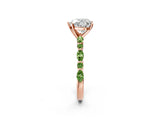 Dynamic Name Rose gold Heart Cut Diamond Ring with Marquise and Round with Peridot side stone Side Stones and Four-Prong Setting_2