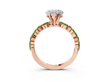 Dynamic Name Rose gold Heart Cut Diamond Ring with Marquise and Round with Peridot side stone Side Stones and Four-Prong Setting_3