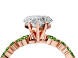 Dynamic Name Rose gold Heart Cut Diamond Ring with Marquise and Round with Peridot side stone Side Stones and Four-Prong Setting_4