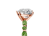 Dynamic Name Rose gold Heart Cut Diamond Ring with Marquise and Round with Peridot side stone Side Stones and Four-Prong Setting_5
