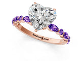 Dynamic Name Rose gold Heart Cut Diamond Ring with Marquise and Round with Tanzanite side stone Side Stones and Four-Prong Setting_1