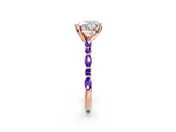 Dynamic Name Rose gold Heart Cut Diamond Ring with Marquise and Round with Tanzanite side stone Side Stones and Four-Prong Setting_2