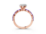 Dynamic Name Rose gold Heart Cut Diamond Ring with Marquise and Round with Tanzanite side stone Side Stones and Four-Prong Setting_3