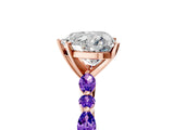Dynamic Name Rose gold Heart Cut Diamond Ring with Marquise and Round with Tanzanite side stone Side Stones and Four-Prong Setting_5