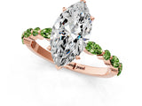 Dynamic Name Rose gold Marquise Cut Diamond Ring with Marquise and Round with Peridot side stone Side Stones and Four-Prong Setting_1