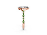 Dynamic Name Rose gold Marquise Cut Diamond Ring with Marquise and Round with Peridot side stone Side Stones and Four-Prong Setting_2