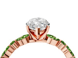 Dynamic Name Rose gold Marquise Cut Diamond Ring with Marquise and Round with Peridot side stone Side Stones and Four-Prong Setting_4