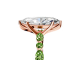 Dynamic Name Rose gold Marquise Cut Diamond Ring with Marquise and Round with Peridot side stone Side Stones and Four-Prong Setting_5