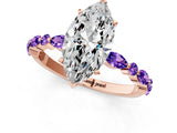 Dynamic Name Rose gold Marquise Cut Diamond Ring with Marquise and Round with Tanzanite side stone Side Stones and Four-Prong Setting_1