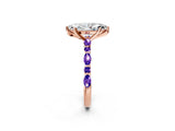 Dynamic Name Rose gold Marquise Cut Diamond Ring with Marquise and Round with Tanzanite side stone Side Stones and Four-Prong Setting_2