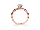 Dynamic Name Rose gold Marquise Cut Diamond Ring with Marquise and Round with Tanzanite side stone Side Stones and Four-Prong Setting_3