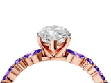 Dynamic Name Rose gold Marquise Cut Diamond Ring with Marquise and Round with Tanzanite side stone Side Stones and Four-Prong Setting_4