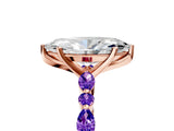 Dynamic Name Rose gold Marquise Cut Diamond Ring with Marquise and Round with Tanzanite side stone Side Stones and Four-Prong Setting_5