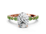 Dynamic Name Rose gold Oval Cut Diamond Ring with Marquise and Round with Peridot side stone Side Stones and Four-Prong Setting
