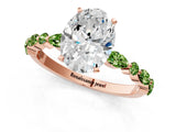Dynamic Name Rose gold Oval Cut Diamond Ring with Marquise and Round with Peridot side stone Side Stones and Four-Prong Setting_1