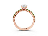 Dynamic Name Rose gold Oval Cut Diamond Ring with Marquise and Round with Peridot side stone Side Stones and Four-Prong Setting_3