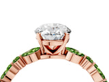 Dynamic Name Rose gold Oval Cut Diamond Ring with Marquise and Round with Peridot side stone Side Stones and Four-Prong Setting_4