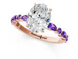 Dynamic Name Rose gold Oval Cut Diamond Ring with Marquise and Round with Tanzanite side stone Side Stones and Four-Prong Setting_1