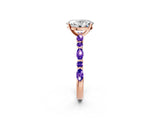 Dynamic Name Rose gold Oval Cut Diamond Ring with Marquise and Round with Tanzanite side stone Side Stones and Four-Prong Setting_2