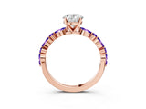 Dynamic Name Rose gold Oval Cut Diamond Ring with Marquise and Round with Tanzanite side stone Side Stones and Four-Prong Setting_3