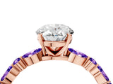 Dynamic Name Rose gold Oval Cut Diamond Ring with Marquise and Round with Tanzanite side stone Side Stones and Four-Prong Setting_4