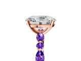 Dynamic Name Rose gold Oval Cut Diamond Ring with Marquise and Round with Tanzanite side stone Side Stones and Four-Prong Setting_5