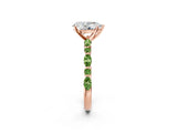 Dynamic Name Rose gold Pear Cut Diamond Ring with Marquise and Round with Peridot side stone Side Stones and Four-Prong Setting_2