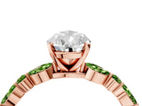 Dynamic Name Rose gold Pear Cut Diamond Ring with Marquise and Round with Peridot side stone Side Stones and Four-Prong Setting_4