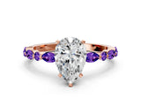 Dynamic Name Rose gold Pear Cut Diamond Ring with Marquise and Round with Tanzanite side stone Side Stones and Four-Prong Setting