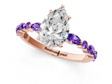 Dynamic Name Rose gold Pear Cut Diamond Ring with Marquise and Round with Tanzanite side stone Side Stones and Four-Prong Setting_1