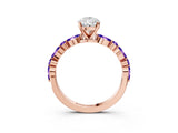 Dynamic Name Rose gold Pear Cut Diamond Ring with Marquise and Round with Tanzanite side stone Side Stones and Four-Prong Setting_3