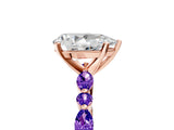 Dynamic Name Rose gold Pear Cut Diamond Ring with Marquise and Round with Tanzanite side stone Side Stones and Four-Prong Setting_5