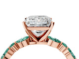 Dynamic Name Rose gold Princess Cut Diamond Ring with Marquise and Round with Green Sapphire side stone Side Stones and Four-Prong Setting_4