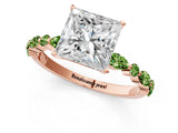 Dynamic Name Rose gold Princess Cut Diamond Ring with Marquise and Round with Peridot side stone Side Stones and Four-Prong Setting_1