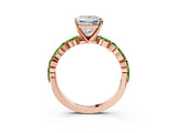 Dynamic Name Rose gold Princess Cut Diamond Ring with Marquise and Round with Peridot side stone Side Stones and Four-Prong Setting_3