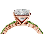 Dynamic Name Rose gold Princess Cut Diamond Ring with Marquise and Round with Peridot side stone Side Stones and Four-Prong Setting_4
