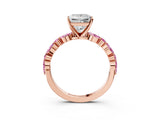Dynamic Name Rose gold Princess Cut Diamond Ring with Marquise and Round with Pink Sapphire side stone Side Stones and Four-Prong Setting_3