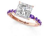 Dynamic Name Rose gold Princess Cut Diamond Ring with Marquise and Round with Tanzanite side stone Side Stones and Four-Prong Setting_1