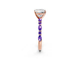Dynamic Name Rose gold Princess Cut Diamond Ring with Marquise and Round with Tanzanite side stone Side Stones and Four-Prong Setting_2