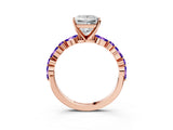 Dynamic Name Rose gold Princess Cut Diamond Ring with Marquise and Round with Tanzanite side stone Side Stones and Four-Prong Setting_3