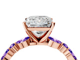 Dynamic Name Rose gold Princess Cut Diamond Ring with Marquise and Round with Tanzanite side stone Side Stones and Four-Prong Setting_4