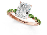 Dynamic Name Rose gold Radiant Cut Diamond Ring with Marquise and Round with Peridot side stone Side Stones and Four-Prong Setting_1