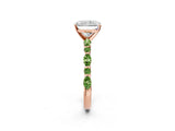 Dynamic Name Rose gold Radiant Cut Diamond Ring with Marquise and Round with Peridot side stone Side Stones and Four-Prong Setting_2