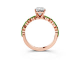 Dynamic Name Rose gold Radiant Cut Diamond Ring with Marquise and Round with Peridot side stone Side Stones and Four-Prong Setting_3